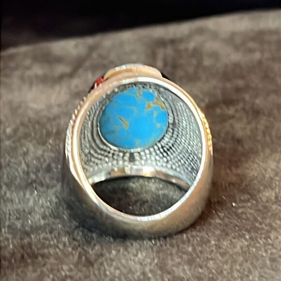 Mojave Blue Turquoise Ring in Stainless Steel size 
9.40 ctw - Picture 6 of 7